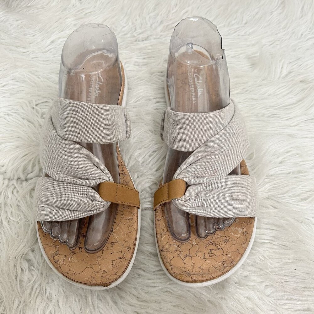 Clarks Cream and Brown Crisscross Sandals